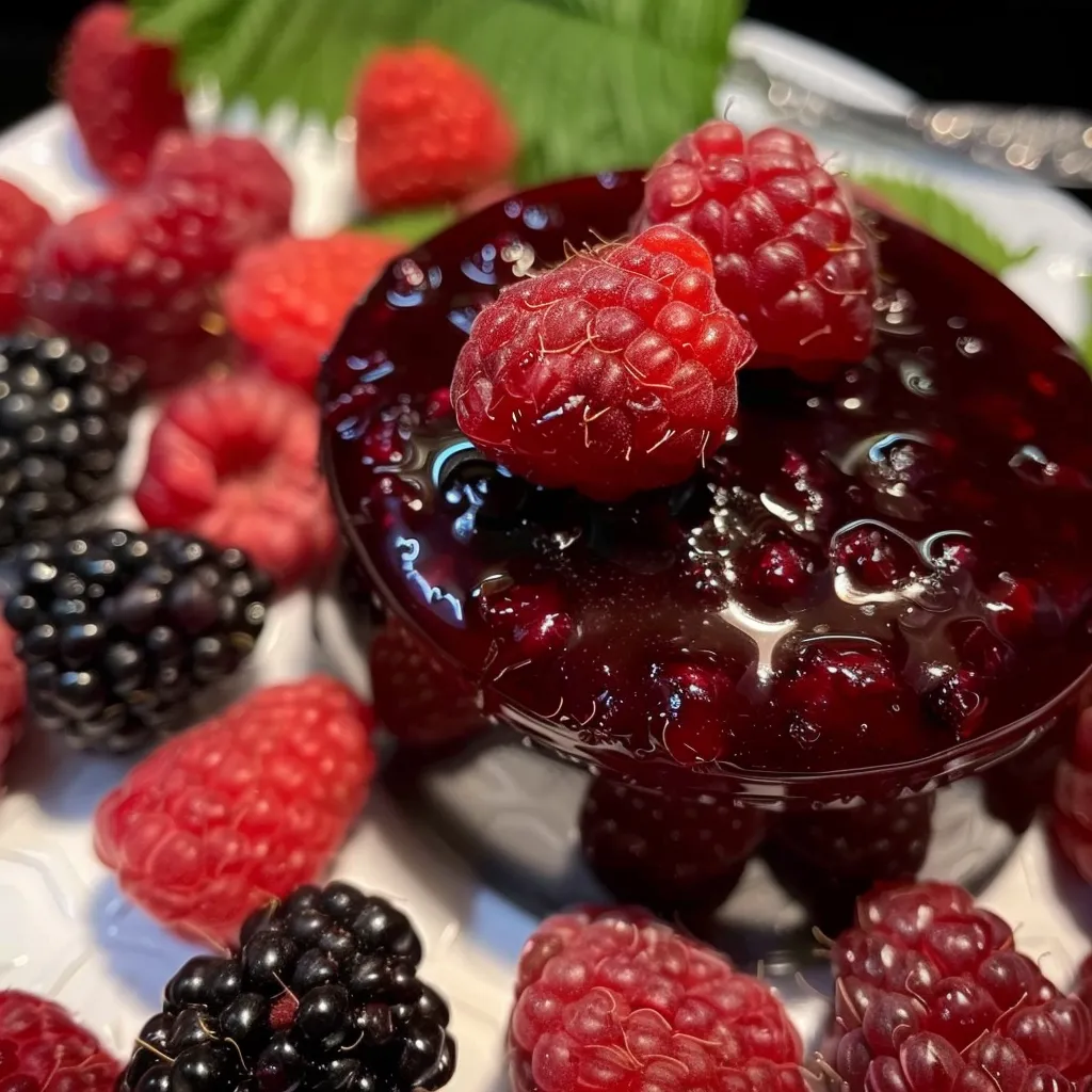 Four jars of homemade black raspberry jelly.